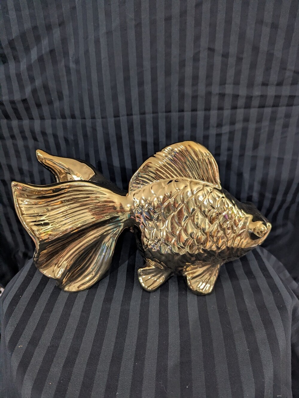Gold Ceramic Fish 12 In Long